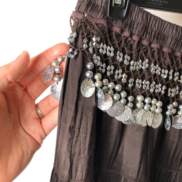 ROCK & ROSE Belly Dancing Chocolate Brown Gypsy Boho Hippie Swing Tiered Skirt - Picture 10 of 13